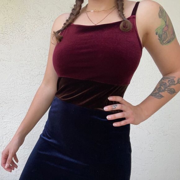 Velvet Tri-Color Mini Dress by Express - Picture 1 of 4
